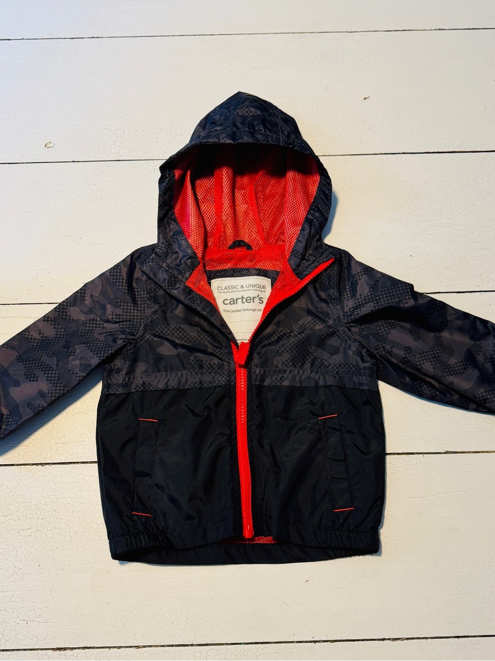 Carter's Navy Jacket with Red Trim Hooded Raincoat